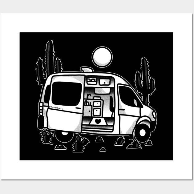 Sprinter van camper conversion in the desert Wall Art by Tofuvanman